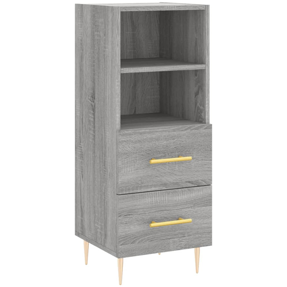 vidaXL Single Door 2 Drawer 2 Shelf Grey Highboard Image 4