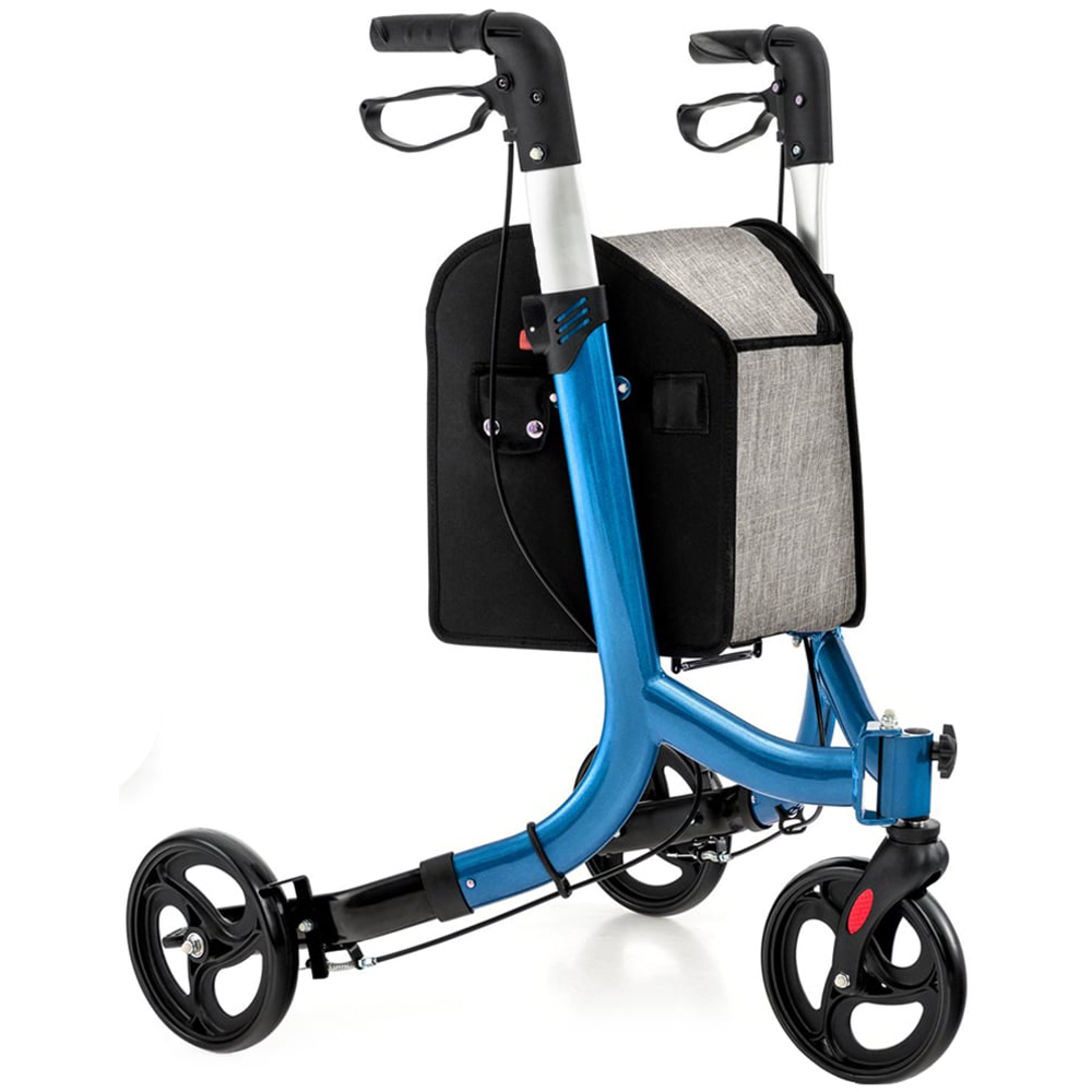 Costway Blue Folding Aluminium Rolling Walker with Zippered Storage Bag Image 1