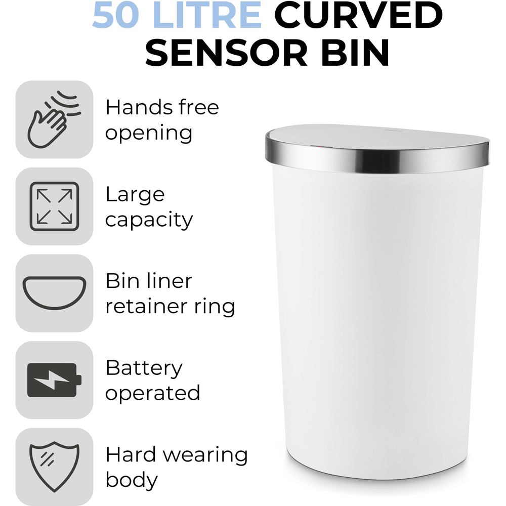 Tower White Curved ABS Sensor Bin 50L Image 3