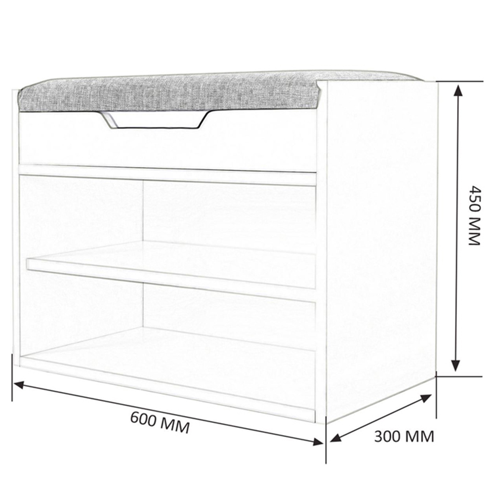 Gr8 Home Grey Wooden Shoes Storage Rack Bench with Padded Seat Image 8