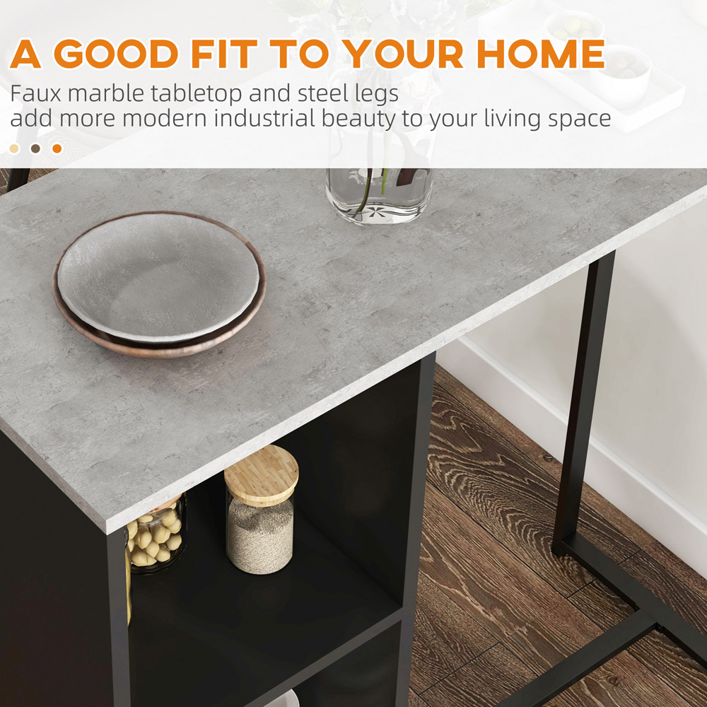HOMCOM 3-Tier Black Breakfast Bar Table with Wine Rack Image 6