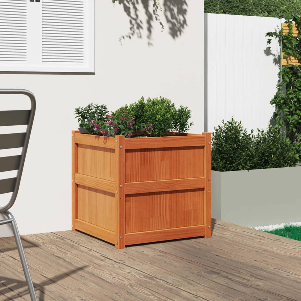 vidaXL Wax Brown Solid Pine Wood Garden Planter 60cm Image 2