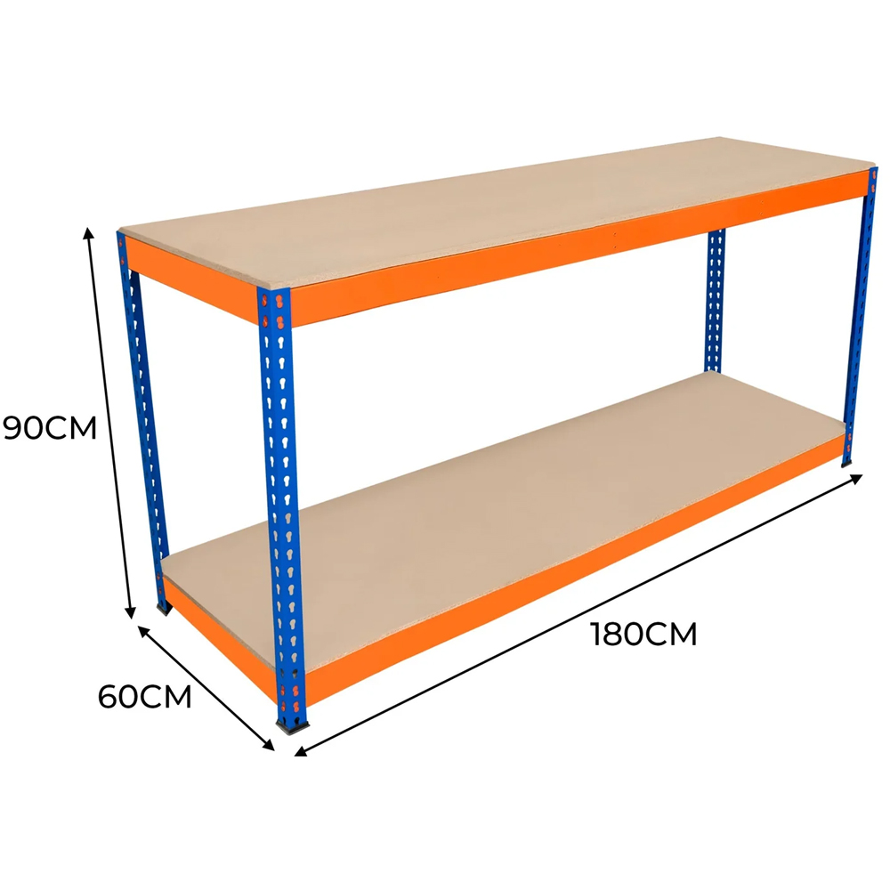 MonsterShop S-Rax 2 Shelf Blue and Orange Workbench 180 x 60cm Image 5