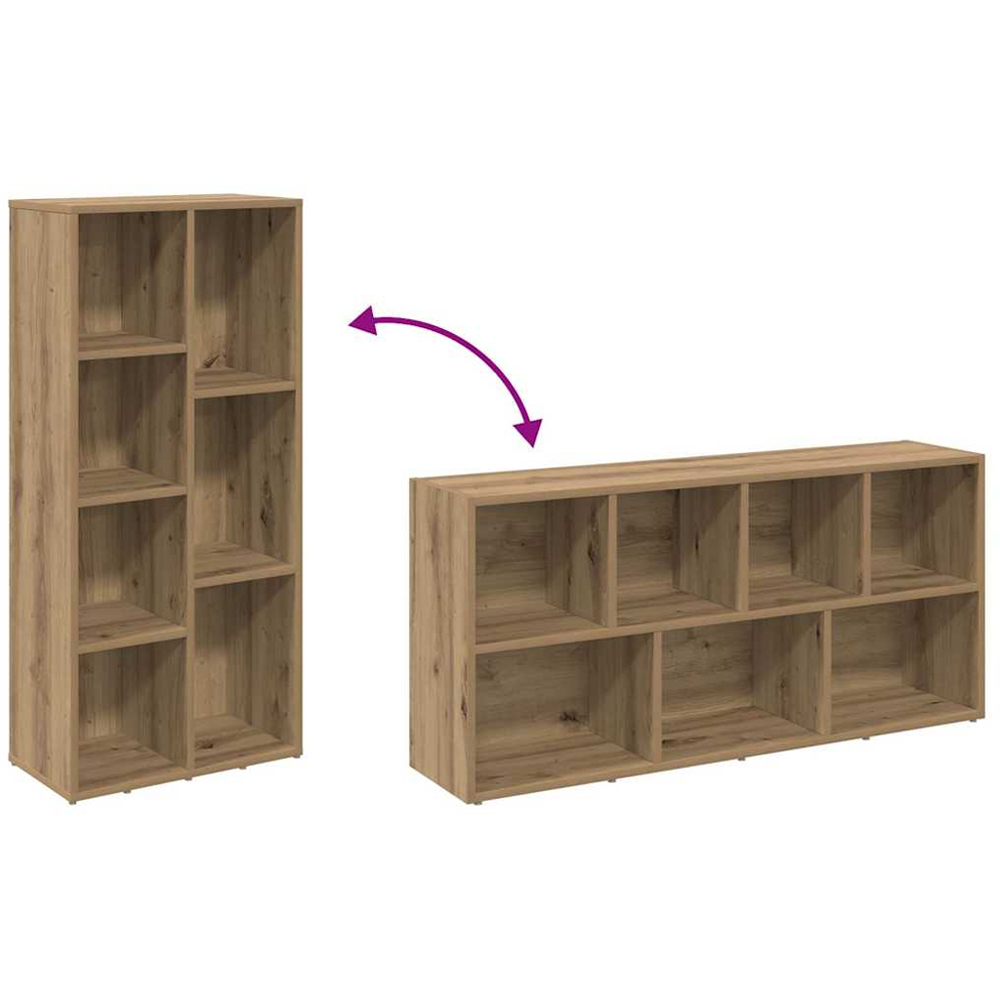 vidaXL 7 Shelf Artisanal Oak Bookcase Image 7