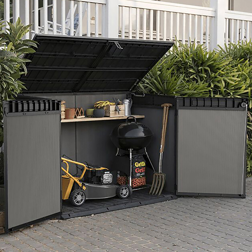 Keter Premier Jumbo 2020L Grey Wood Panel-Effect Bin Shed Image 2