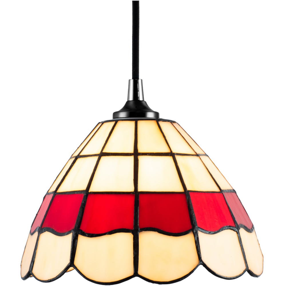 Happy Homewares Red Amber Stained Glass Tiffany Pendant Lighting Shade Image 3