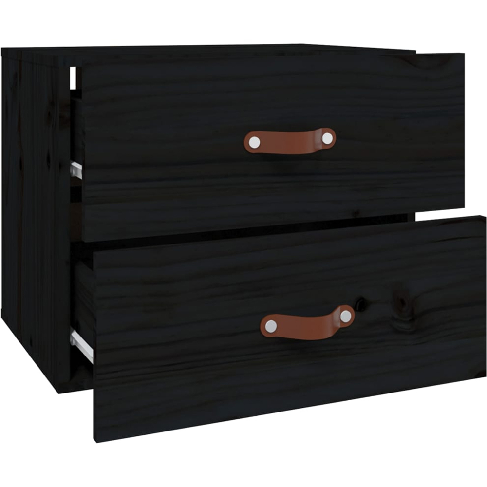 vidaXL 2 Drawer Black Wall Mounted Bedside Table Image 6