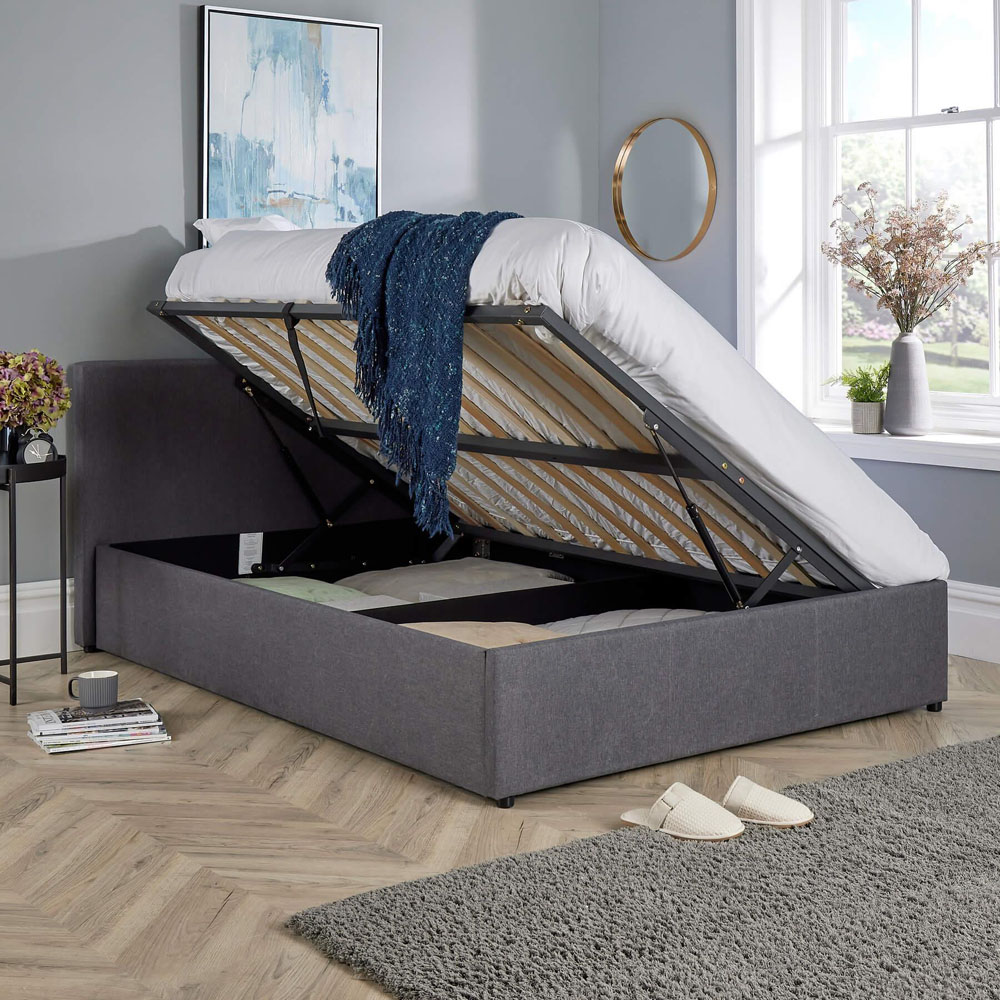 Home Source Horizon King Size Hopsack Fabric Ottoman Bed Image 4