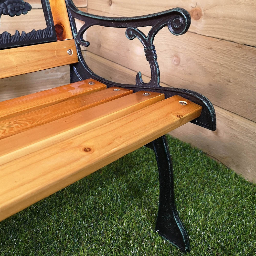 Samuel Alexander Kids 2 Seater Wooden and Cast Iron Garden Bench Image 4