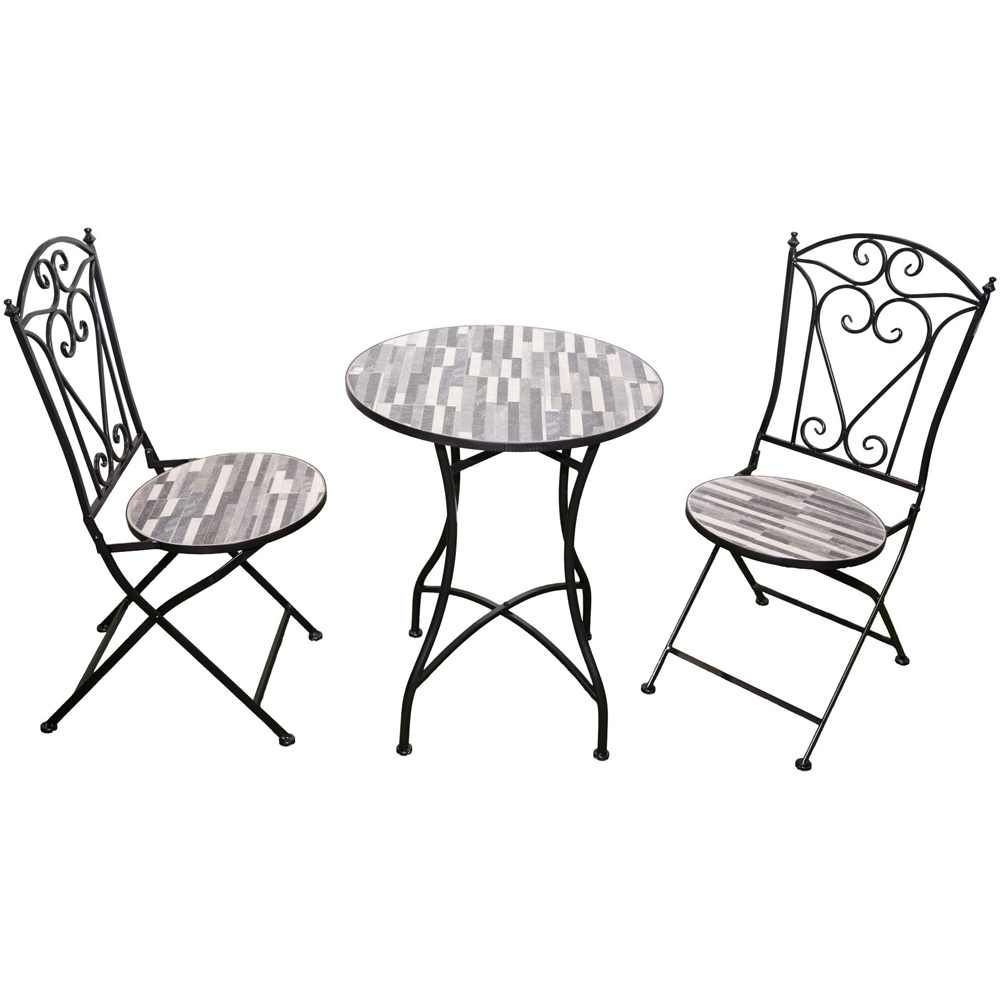 Shatchi Cascade 2 Seater Mosaic Ceramic Tile Top Foldable Bistro Set Image 2