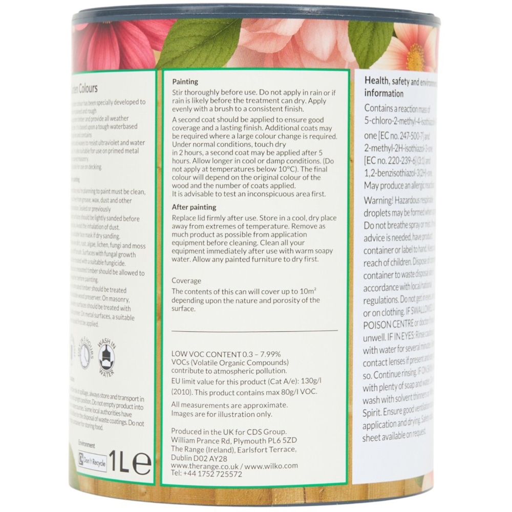 Wilko Garden Colours Coastal Cliff Wood Paint 1L Image 2