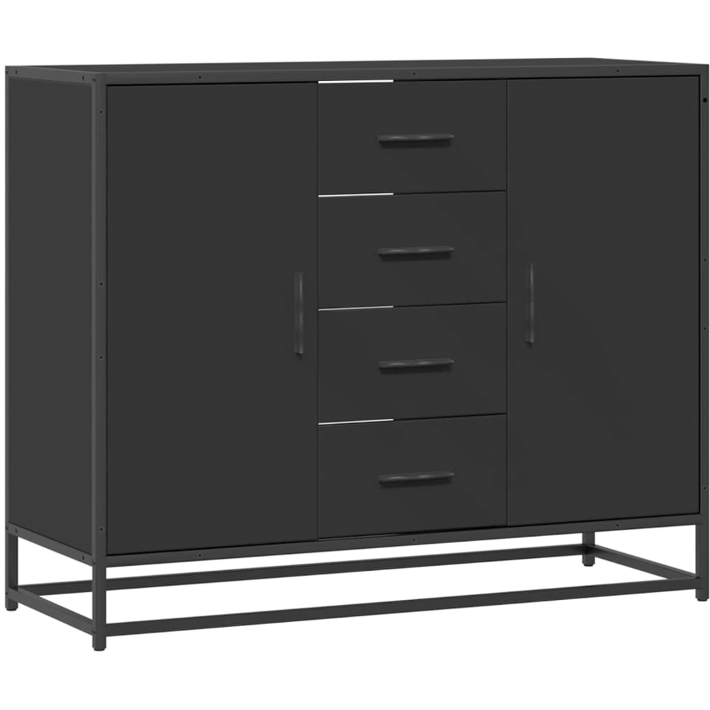 vidaXL 2 Door 4 Drawer Black Metal Frame Wooden Sideboard Image 2