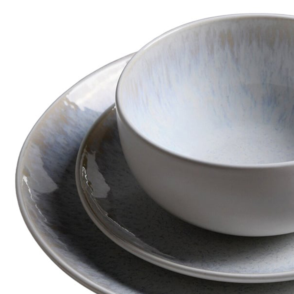 12 Piece White Textured Dinner Set - White Image 3