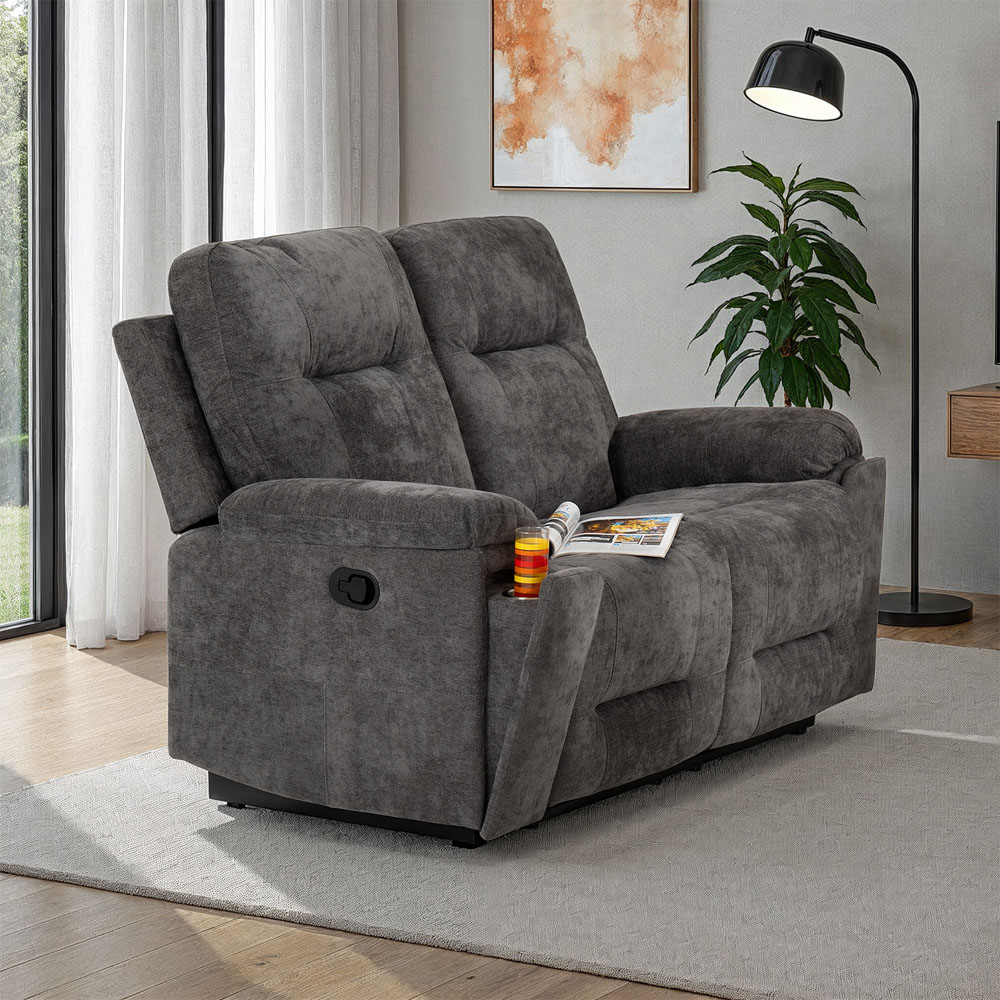 Seconique Guildford 2 Seater Grey Fabric Recliner Sofa Image 8