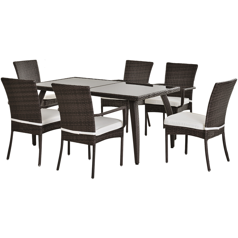 Outsunny Wicker 6 Seater Dining Set Brown Image 2