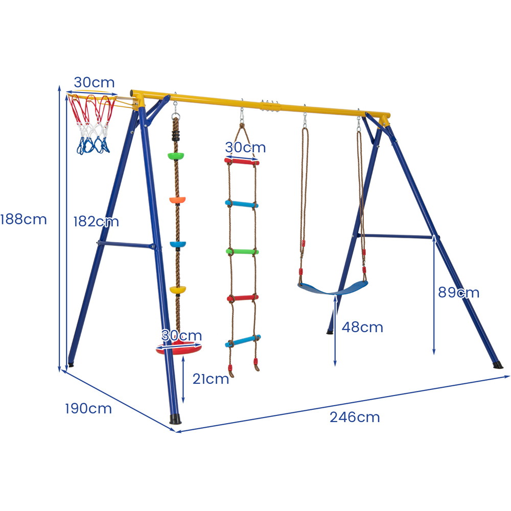Costway 4 in 1 Blue and Yellow Heavy Duty Swing Set Image 9