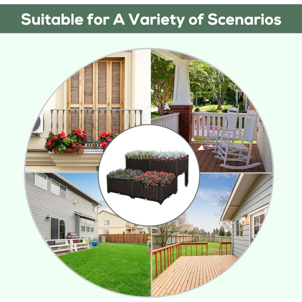 Outsunny Brown Raised Garden Bed Planter 4 Pack Image 5