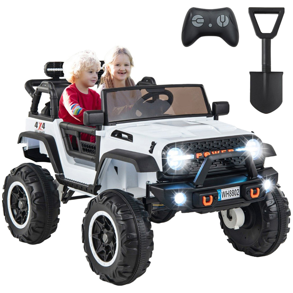 Costway Kids 2 Seater White Ride On Car with Remote Control and Horn 24V Image 1