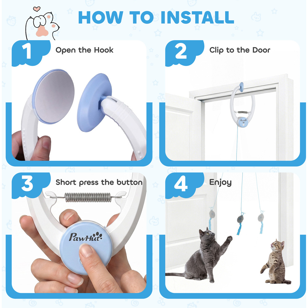 PawHut Interactive Door Hanging Automatic Cat Toy Mouse and Teaser Image 8
