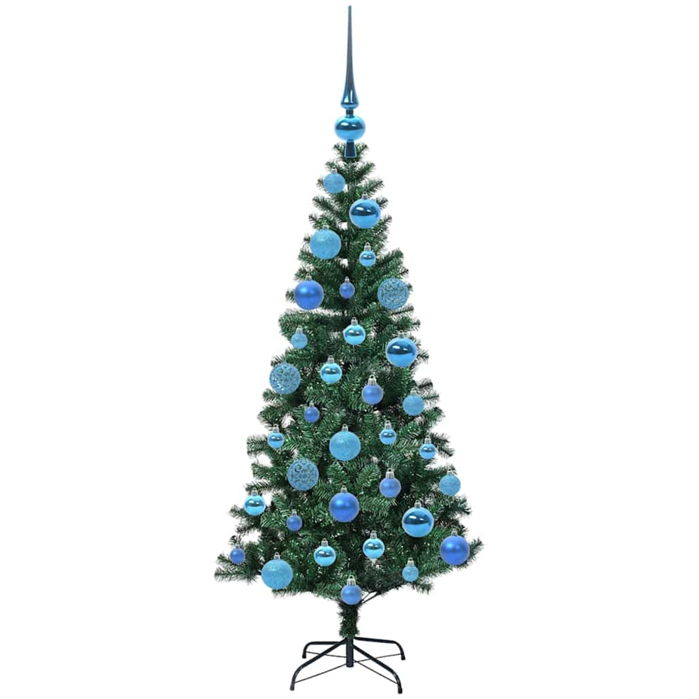 vidaXL Pre-Lit Blue Baubles Green Artificial Christmas Tree 4ft Image 4
