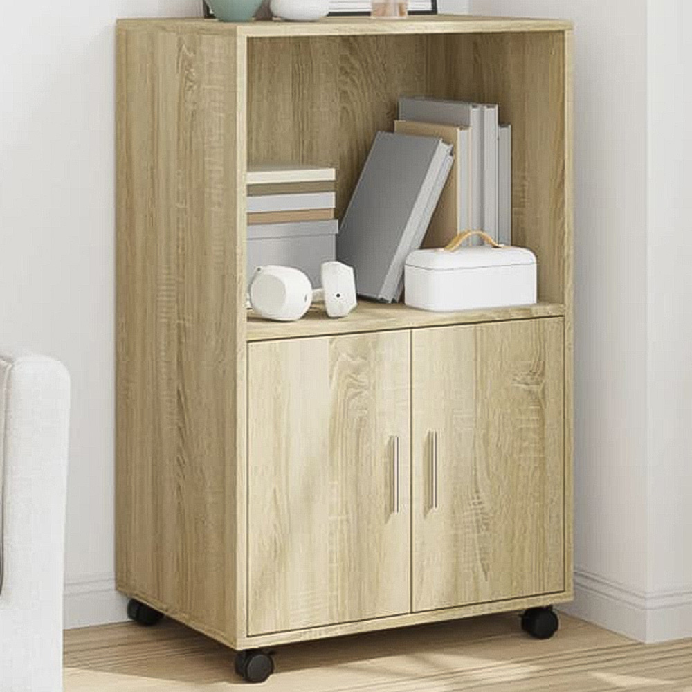 vidaXL 2 Door Sonoma Oak Rolling Cabinet Image 1