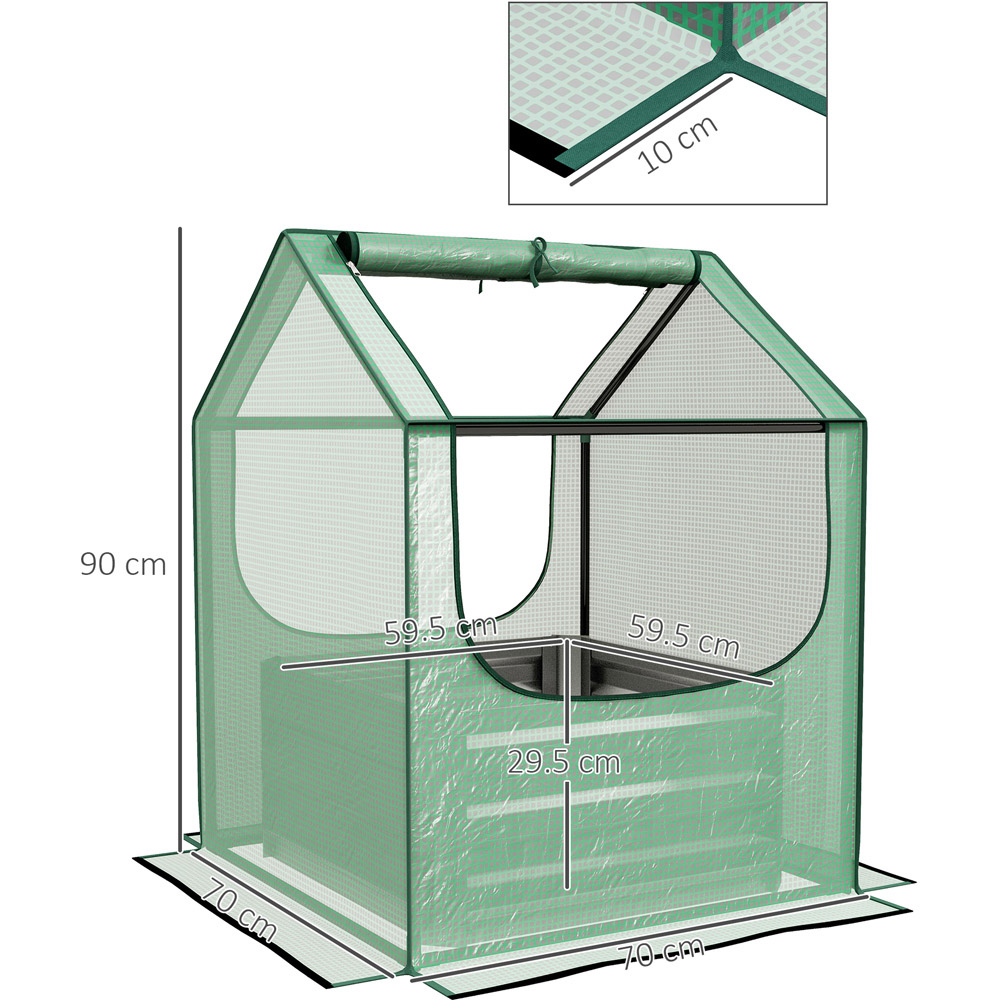 Outsunny Green and Silver Raised Garden Bed with Greenhouse 90 x 70 x 70cm Image 9