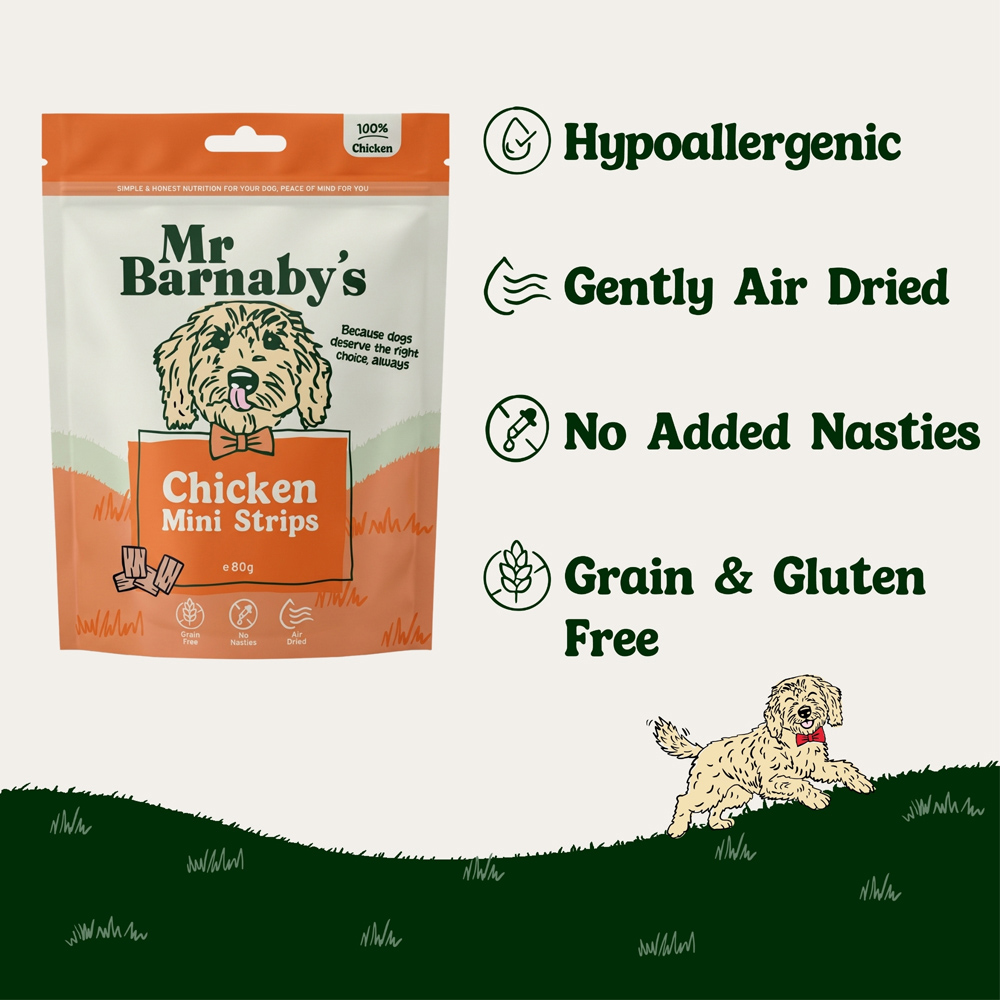 Mr Barnaby's Chicken Mini Strips Dog Treats 80g 4 Pack Image 5