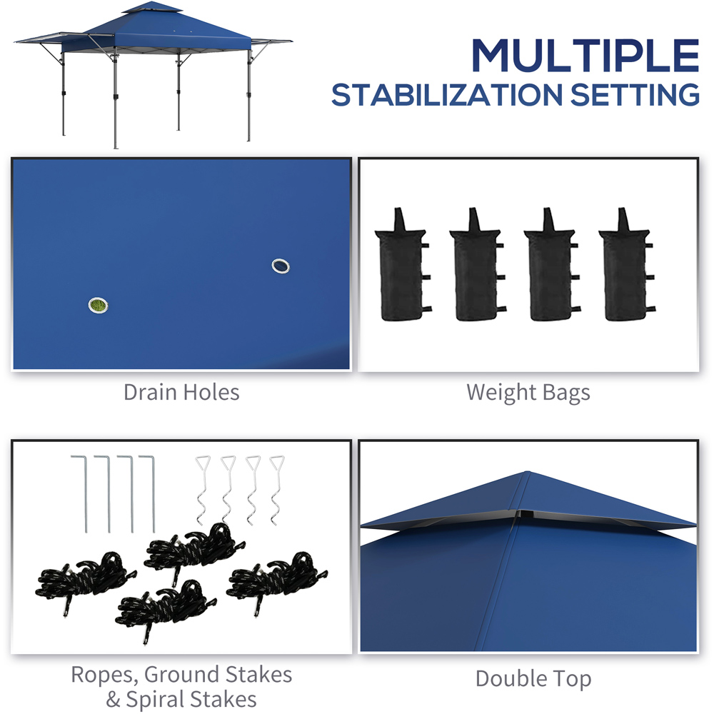 Outsunny 5 x 3m Blue Pop Up Gazebo with Extend Dual Awnings Image 5