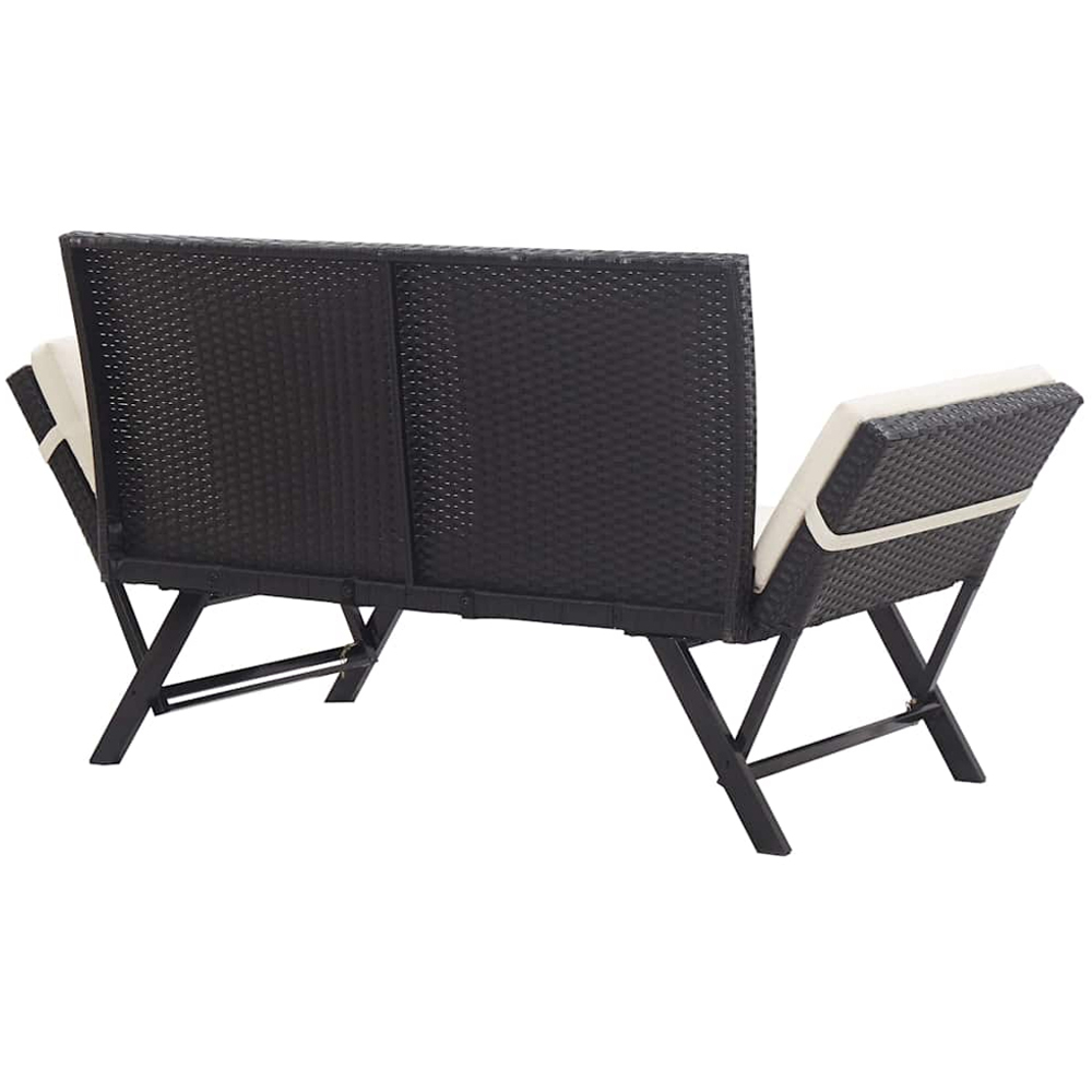 vidaXL 2 in 1 Black PE Rattan Garden Bench with Cushions Image 5