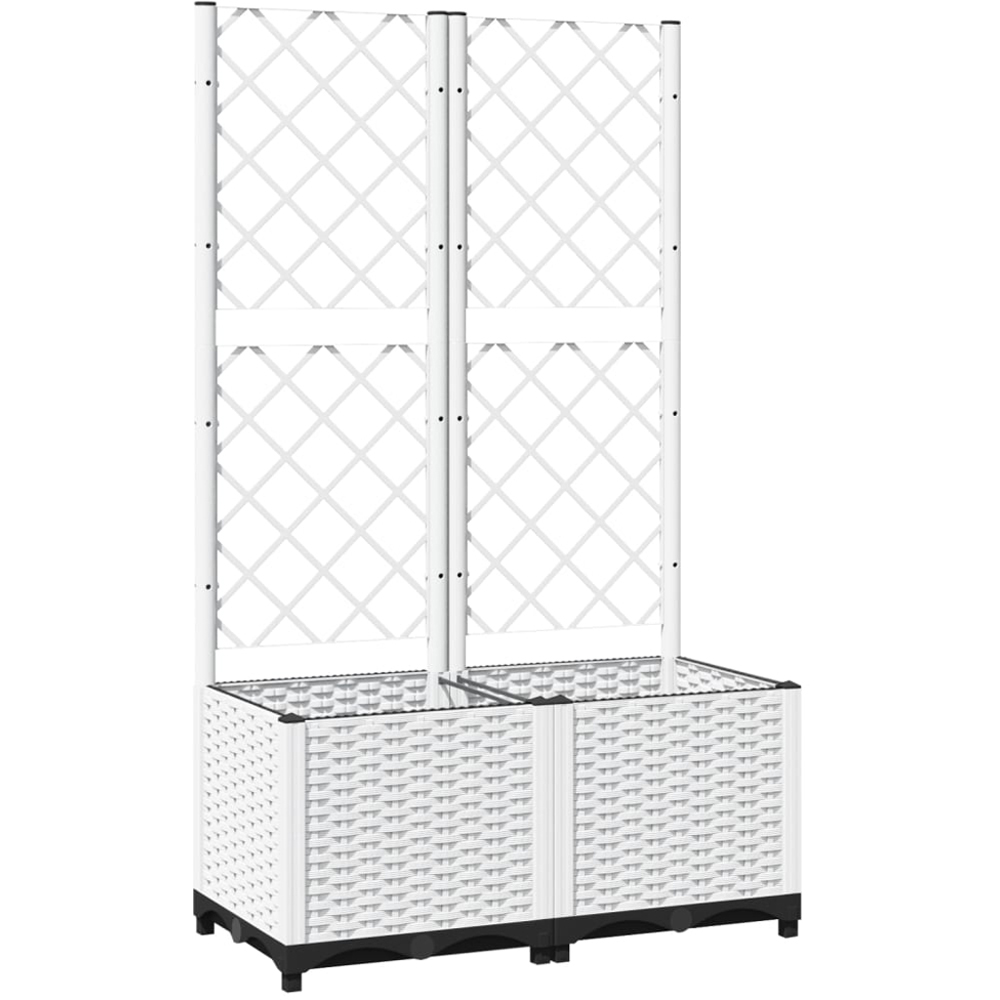 vidaXL White Polypropylene Garden Planter with Trellis 136 x 40 x 80cm Image 1