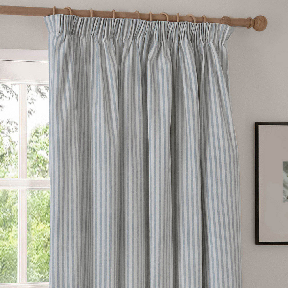 Yard Hebden Mineral Blue Cotton Blackout Pencil Pleat Curtains 117 x 137cm Image 3
