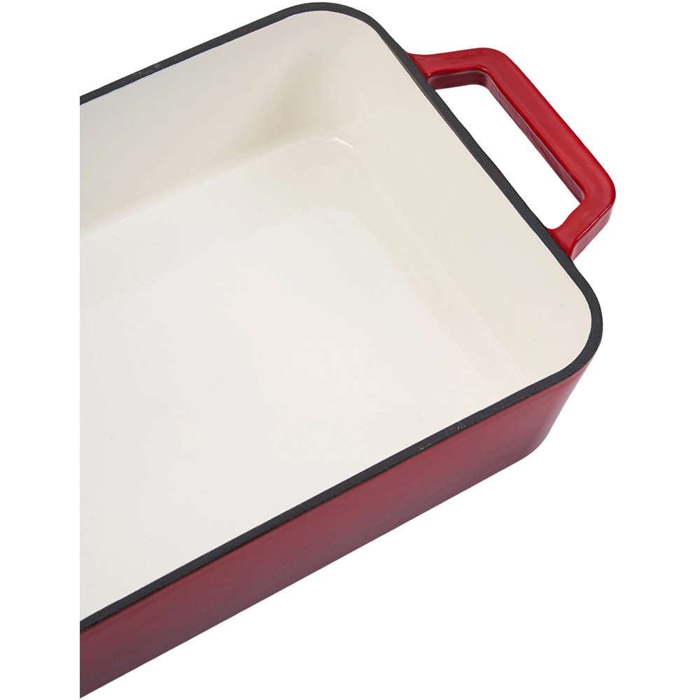 Living and Home 3.2L Red Enamelled Cast Iron Rectangular Baking Dish Image 6