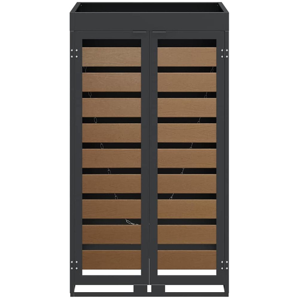 vidaXL Anthracite and Brown Wheelie Bin Storage Shed with Planter Roof Image 6