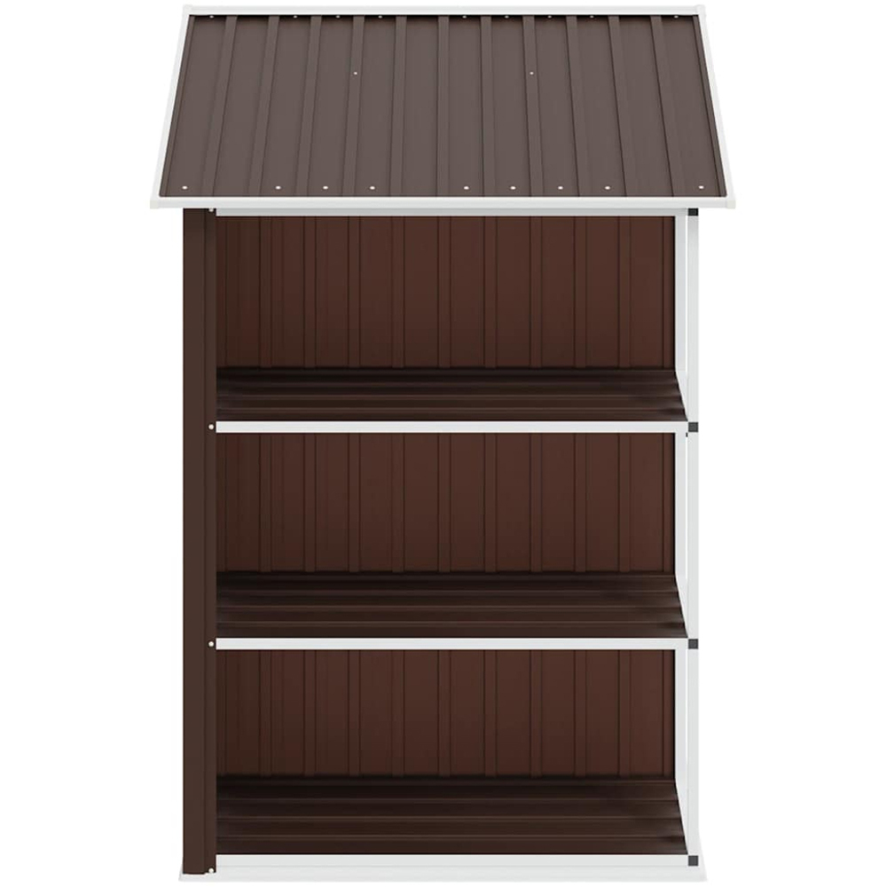 vidaXL 6.7 x 4.3ft Brown Galvanised Iron Apex Garden Shed with Log Rack Image 2