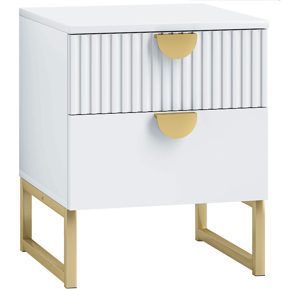 Portland 2 Drawer White Bedside Table Image 2