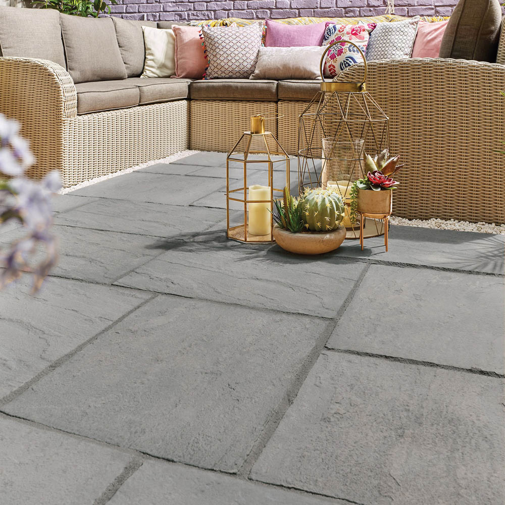 Stylish Stone Graphite Chantry Paving Slab 300 x 300mm Full Pack Image 3
