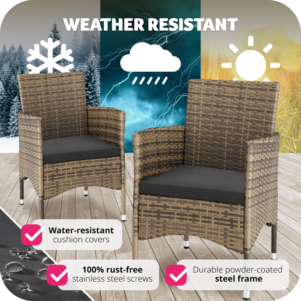 tectake Nantes Set of 2 Natural and Dark Grey Polyrattan Garden Chair Image 7