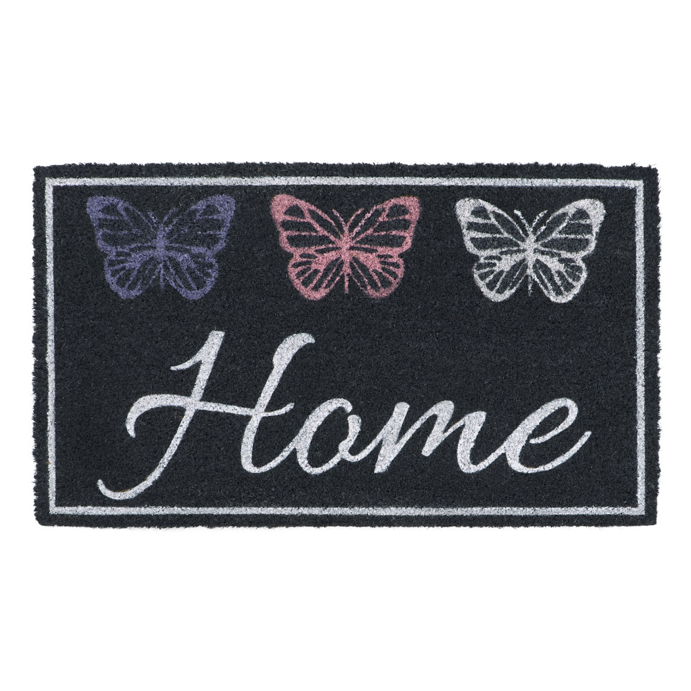 JVL Home Butterflies Latex Coir Door Mat 40 x 70cm Image 1