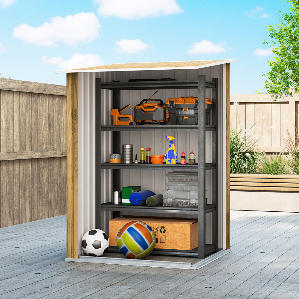 Outsunny 3.3 x 3.4ft Light Brown Galvanised Steel Pent Garden Storage Shed Image 5