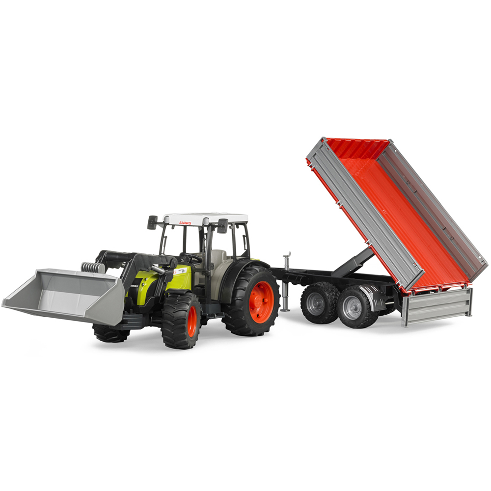 Bruder Kids Claas Nectis 267 F Tractor Playset Model with Frontloader and Tipping Trailer Image 3