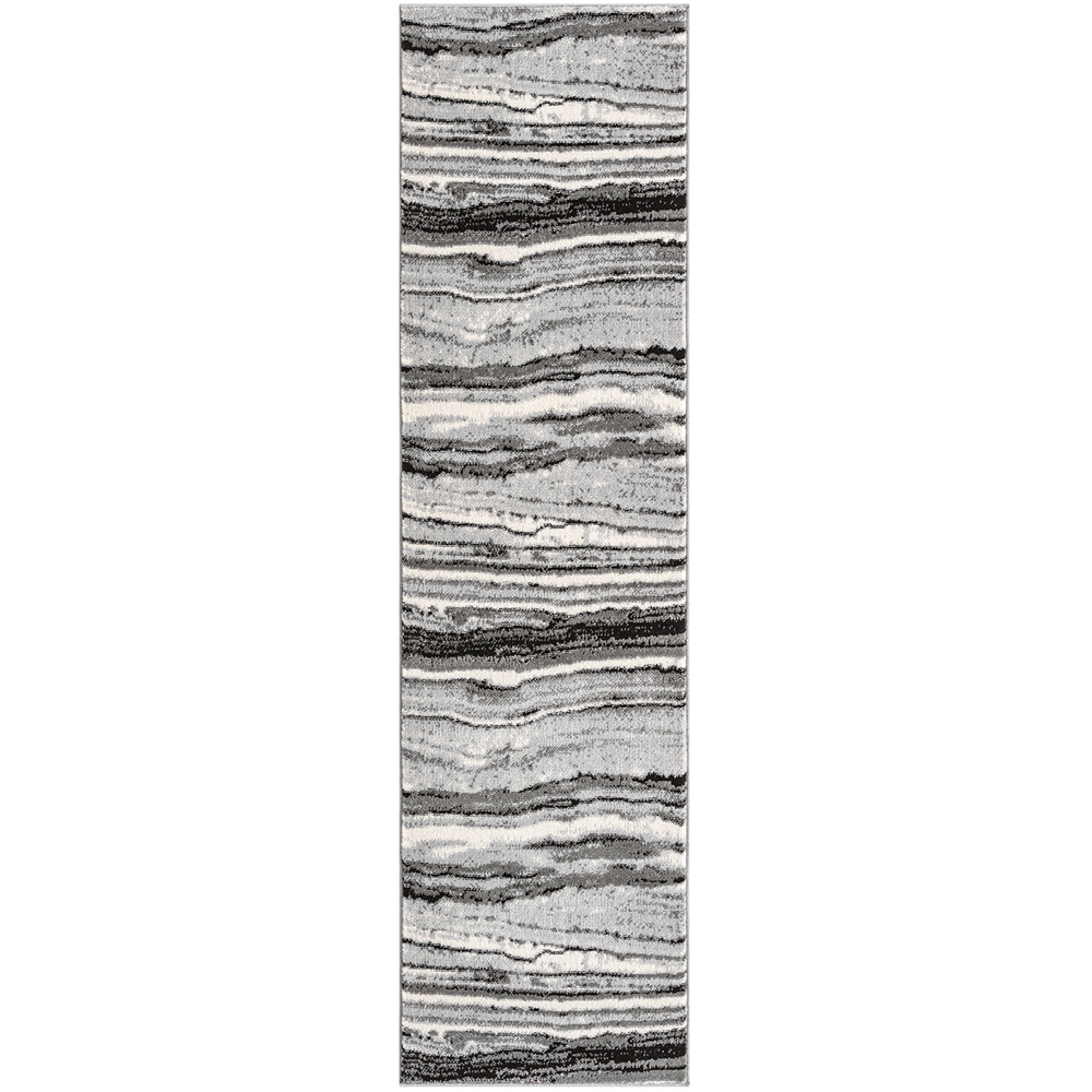 Desire Rugs Obsidian Grey Coast Waves Abstract Rug 60 x 220cm Image 1