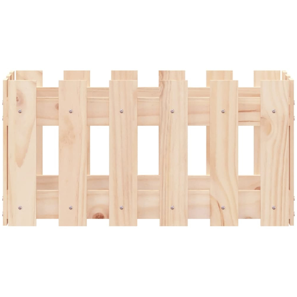 vidaXL Natural Solid Pine Wood Fence Design Garden Planter 30 x 60 x 30cm Image 4