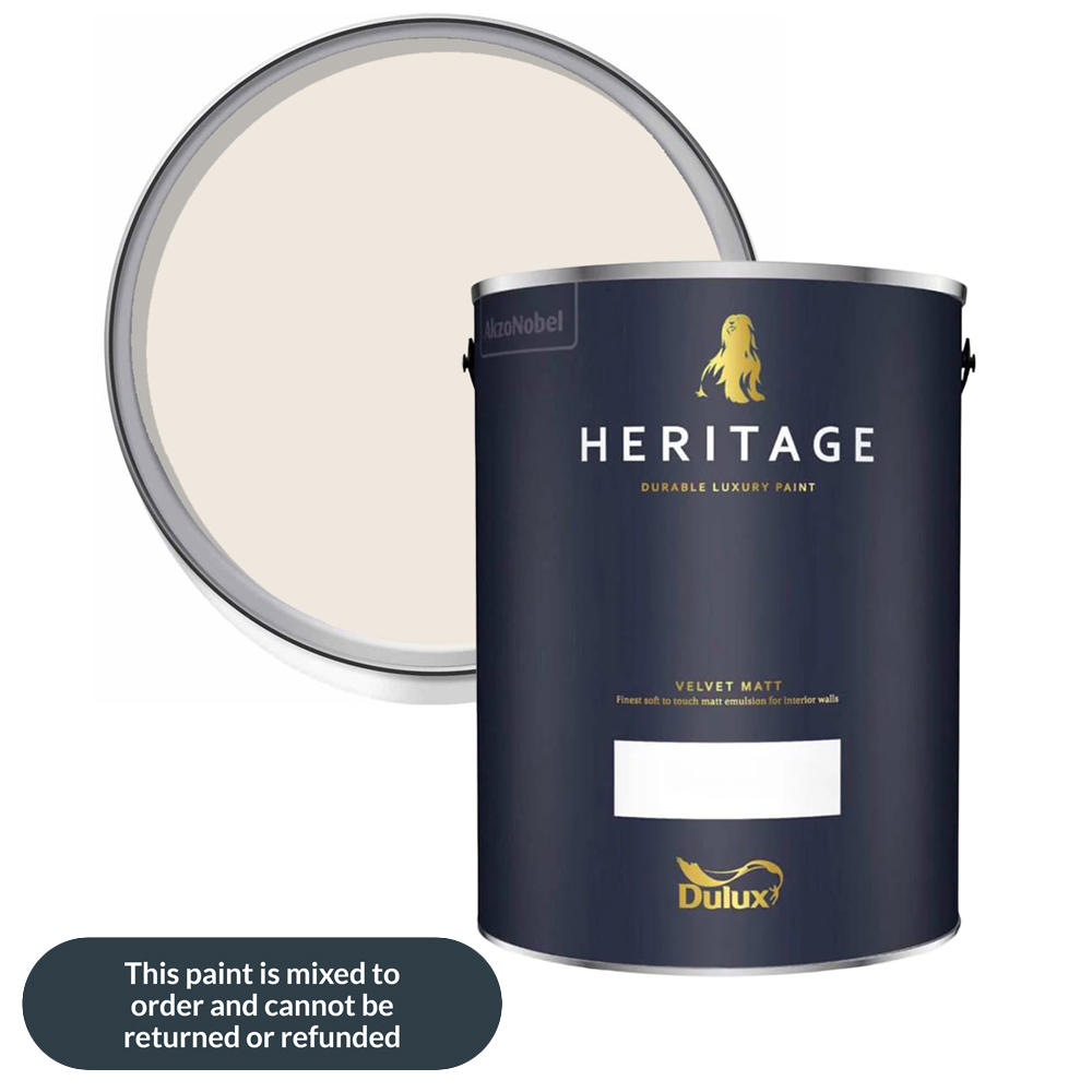Dulux Heritage Walls and Ceilings Grecian White Velvet Matt Emulsion Paint 5L Image 1