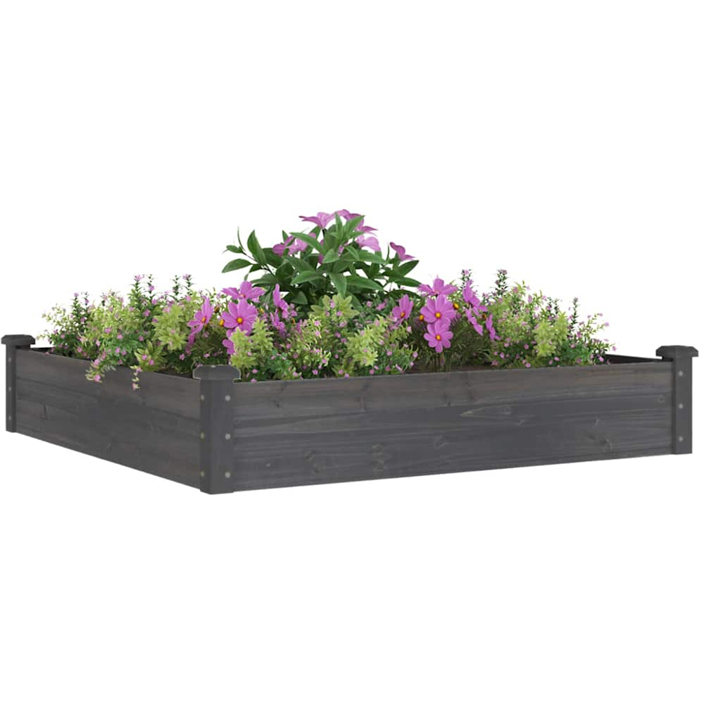 vidaXL Grey Fir Wood Raised Garden Bed with Liner 25 x 120 x 120cm Image 2