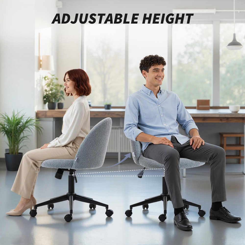Portland Grey Teddy Fleece Height Adjustable Swivel Office Chair Image 6