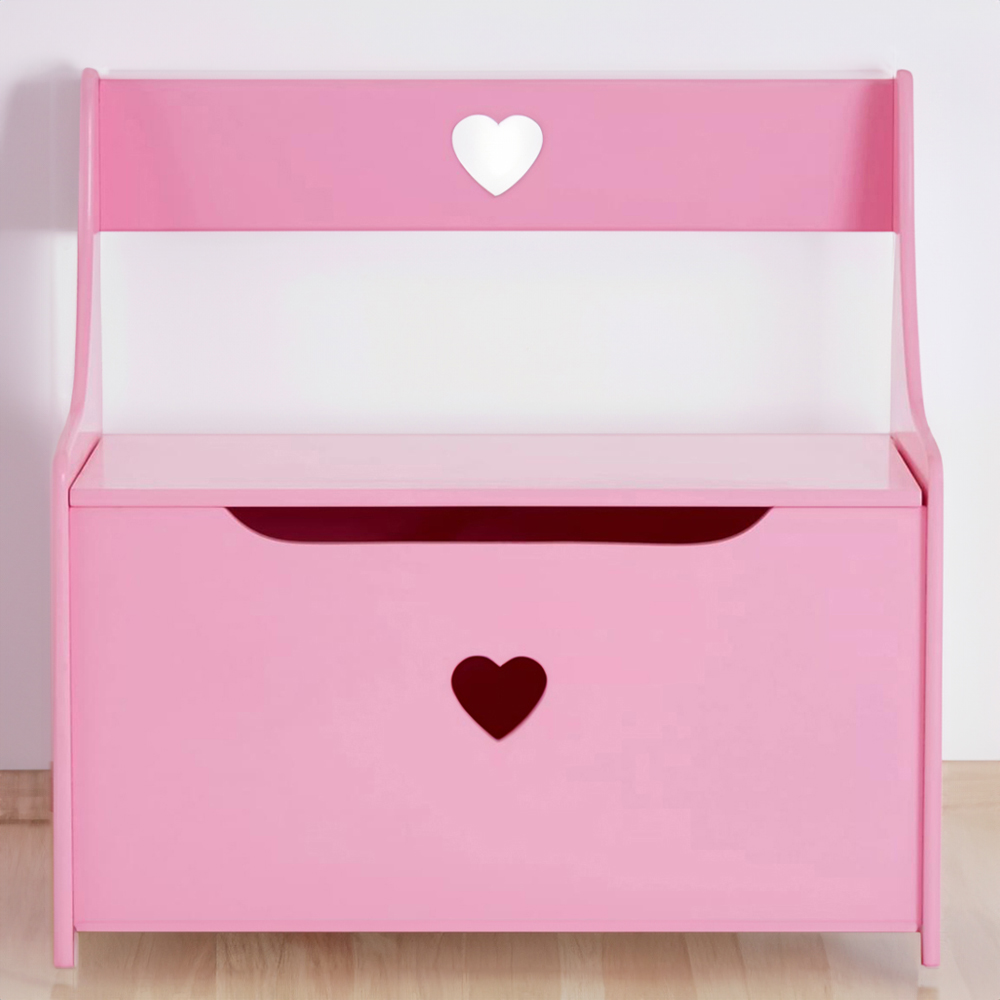 Premier Housewares Kids Pink Heart Storage Box and Seat Image 1