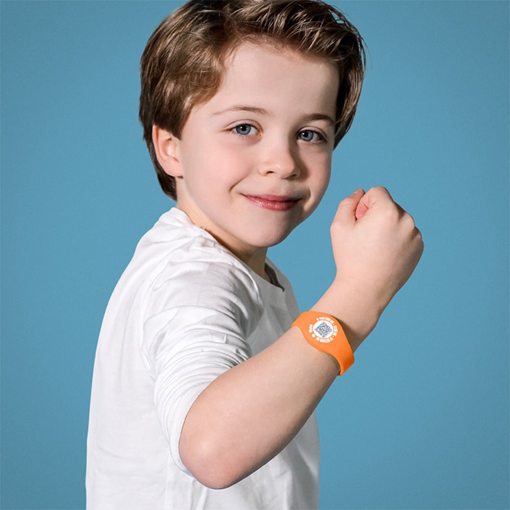 Thnx Orange Airtag SOS Bracelet with QR Code Image 2