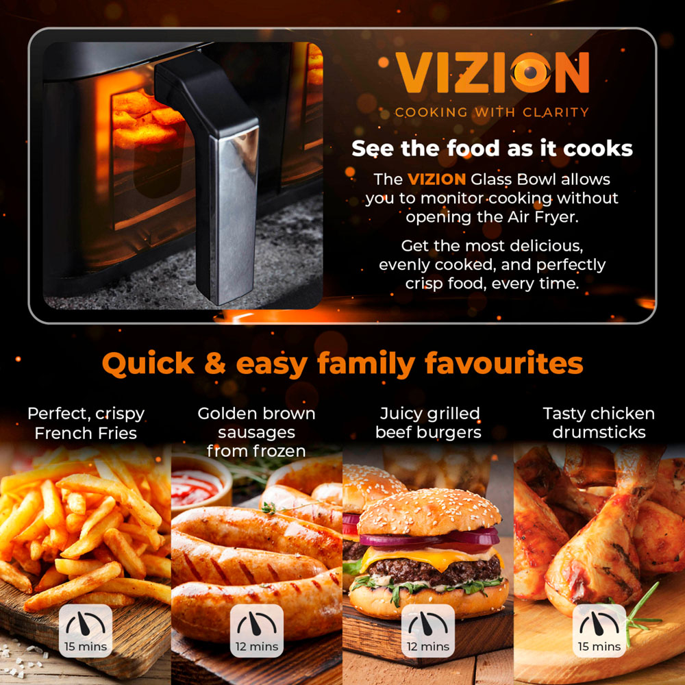 Tower Vortx T17104 Black Vizion Dual Basket Digital Air Fryer 8L Image 4