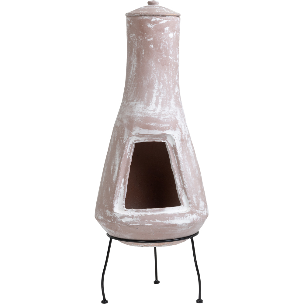 Snug Barcelona Natural Slender Design Large Clay Chiminea with Lid and Iron Stand Image 3