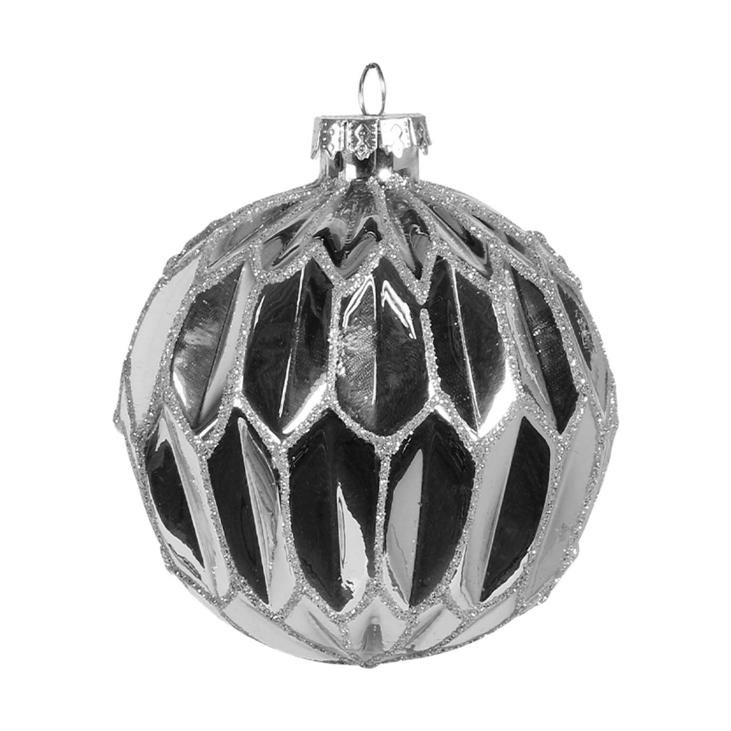 Single Frosted Fairytale Silver Ridged Bauble in Assorted styles Image 1